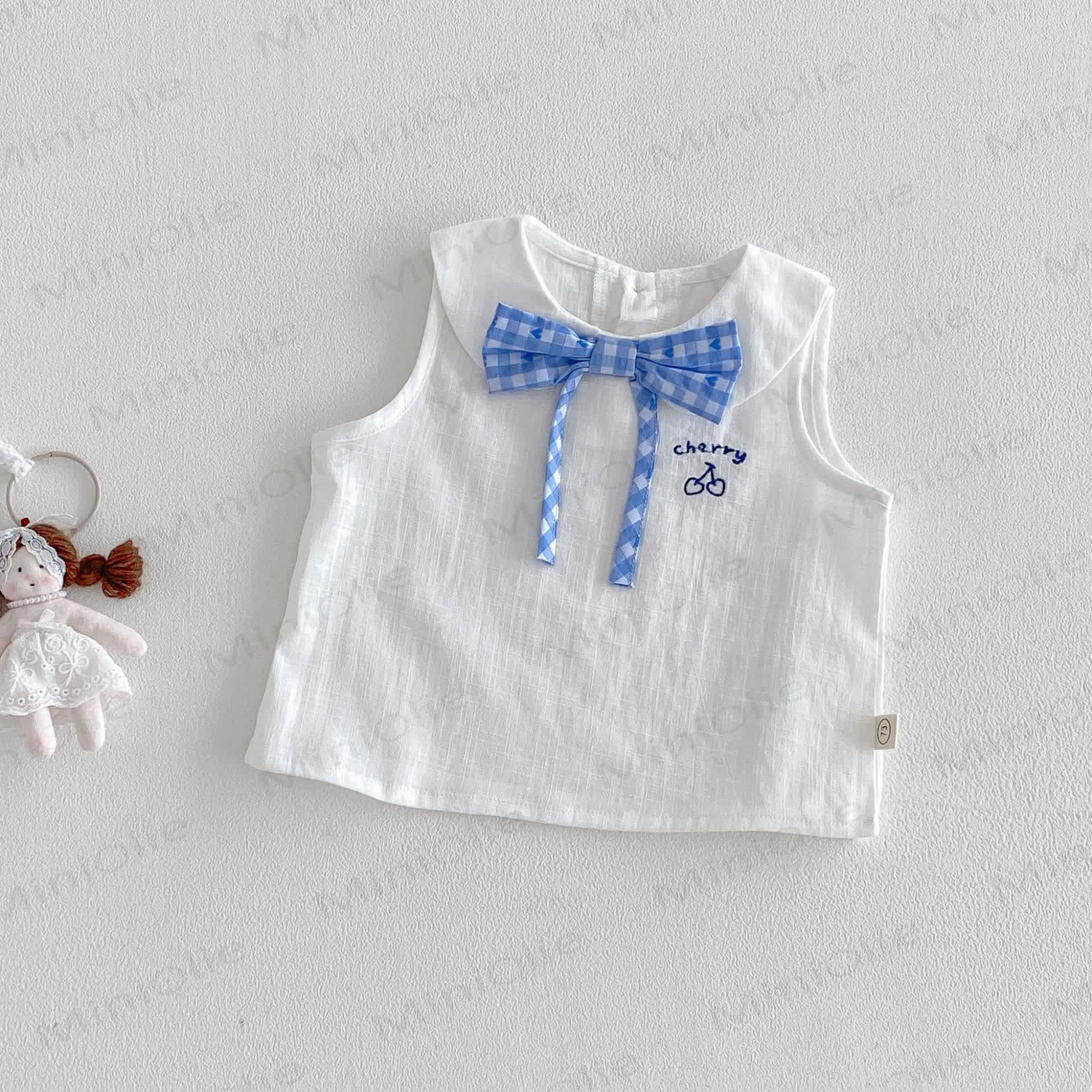 Baby Toddler Girls Gingham Sailor Collar Dress or Bow Vest or Gingham Skirt - White - 4-5T - image 3