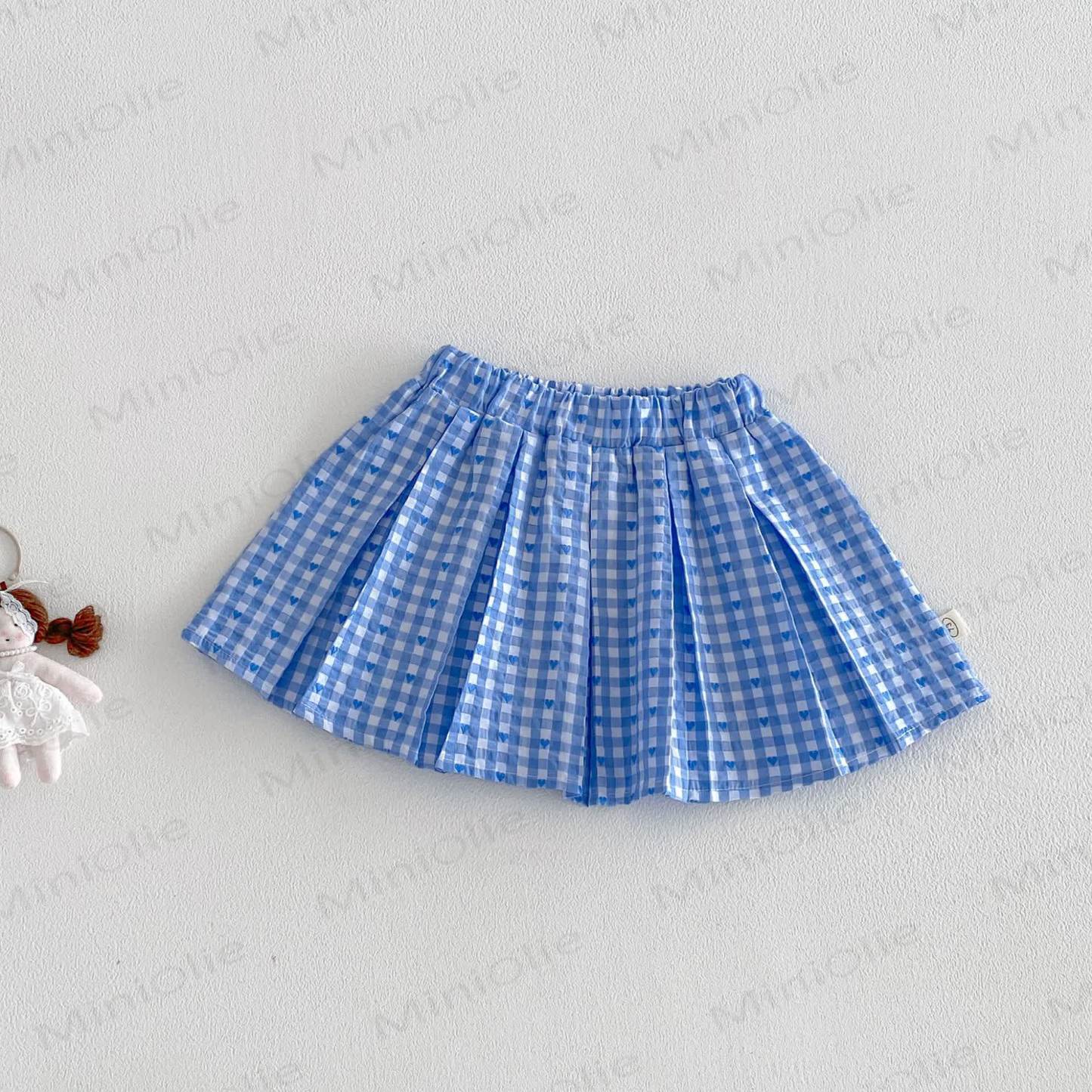 Baby Toddler Girls Gingham Sailor Collar Dress or Bow Vest or Gingham Skirt - Blue Skirt - 4-5T - image 4