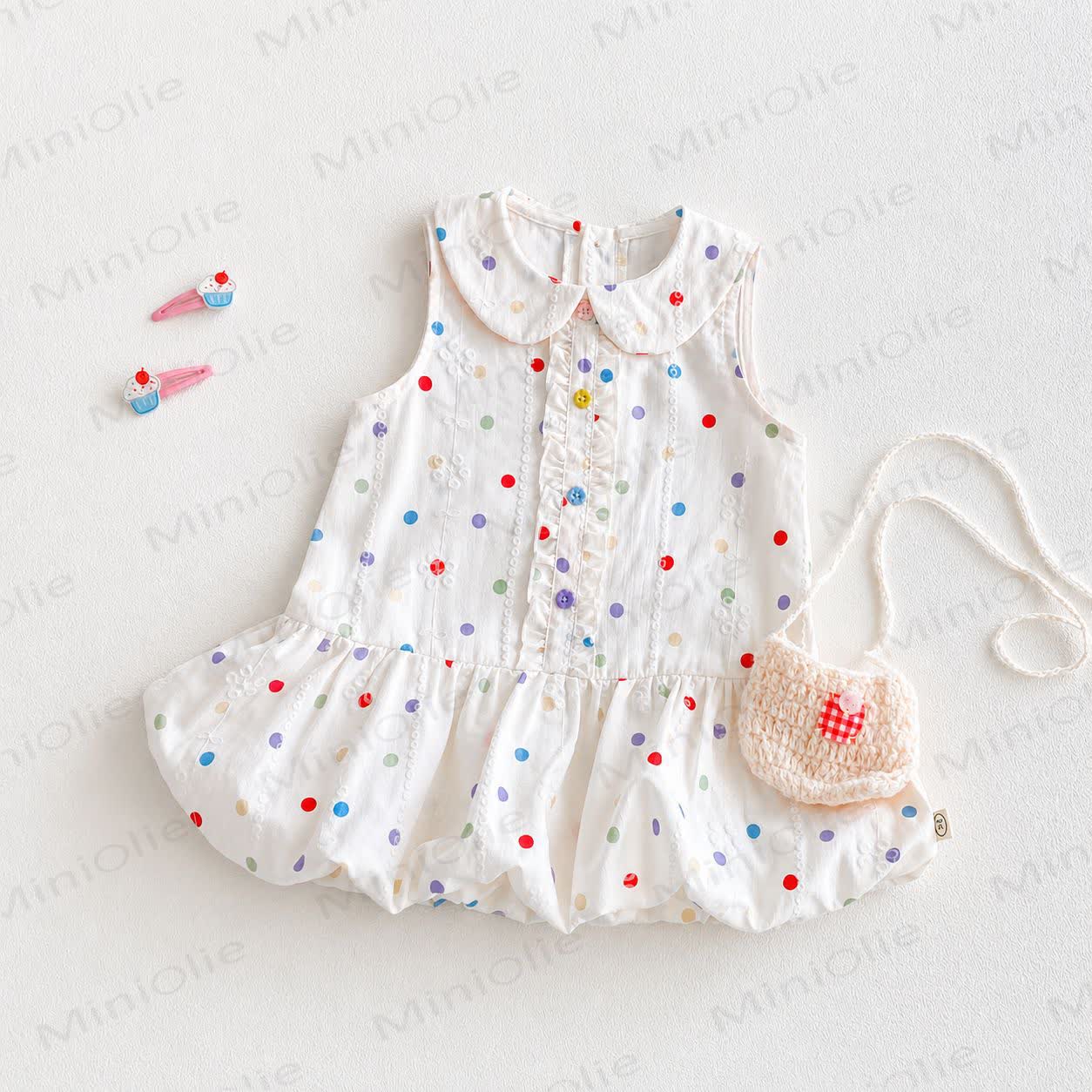 Baby Toddler Girls Polka Dot Peter Pan Collar Sleeveless Dress - image 1