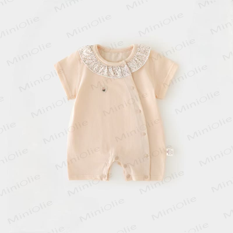 Baby Girl Floral Ruffle Collar Summer Romper - Pink - 12-18M - image 2