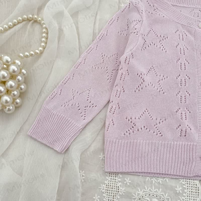 Baby Girl Crew Neck Knitted Cardigan - image 6