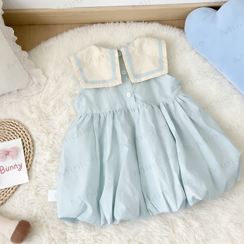 Baby Girl Blue Sailor Collar Bud Dress - image 2