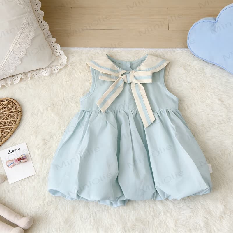 Baby Girl Blue Sailor Collar Bud Dress - Blue - 3-4T - image 1