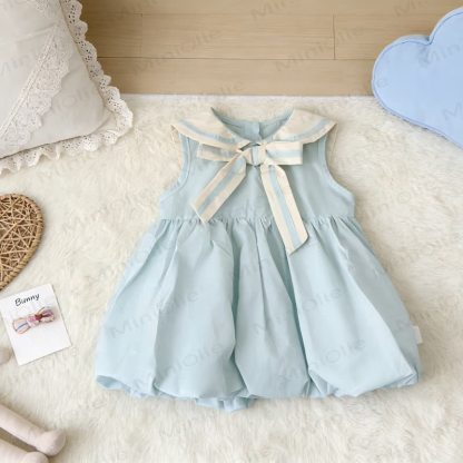 Baby Girl Blue Sailor Collar Bud Dress - Blue - 3-4T - image 1