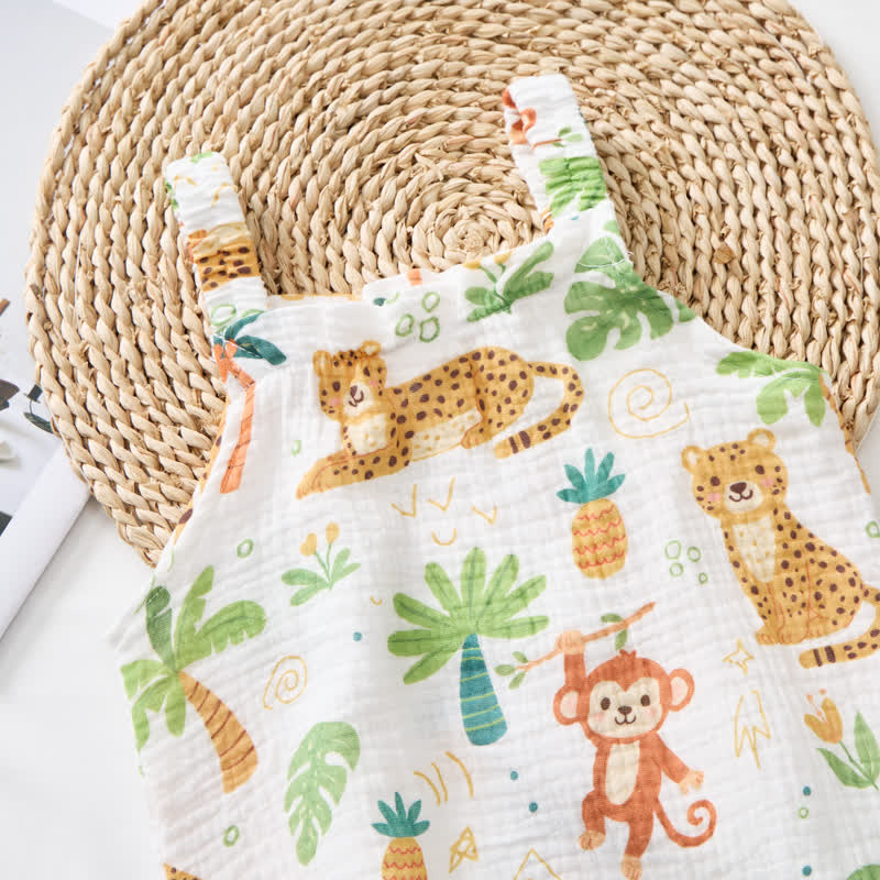 Baby White Tropical Animals Romper with Hat - image 2