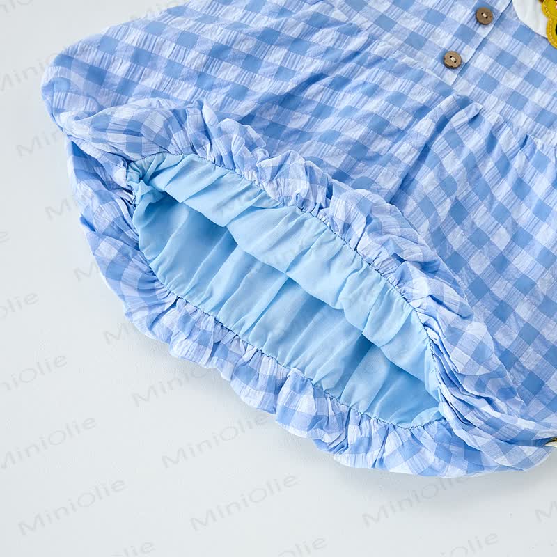 Baby Girls Duck Print Collar Gingham Sleeveless Dress - image 6