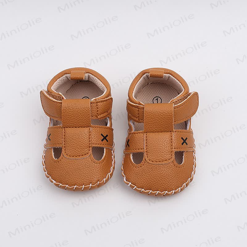 Baby Solid Color First Walker Sandals - Brown - 10-14M - image 11