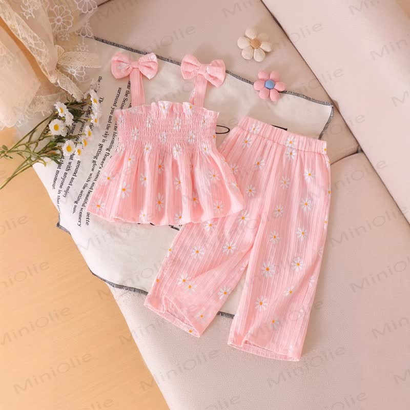 Baby Girl Blue/Pink Strap Top and Pants 2-piece Set - Pink Daisy - 2-3Y - image 3