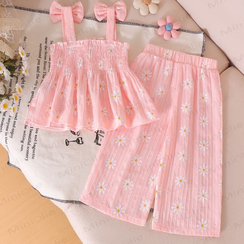 Baby Girl Blue/Pink Strap Top and Pants 2-piece Set - image 5