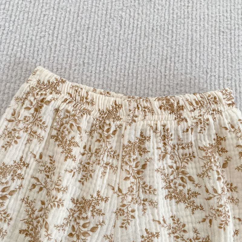 Baby Girl White/Khaki Floral Strap Top and Shorts 2-piece Set - image 6