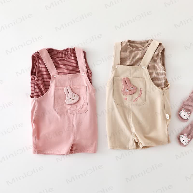 Baby Animal/Bows Overalls and Tee 2-piece Set - image 1