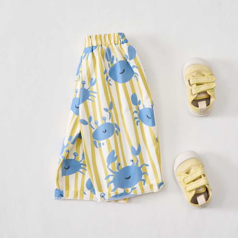 Baby Cute Crab Color Block Vertical Striped Pants - image 3
