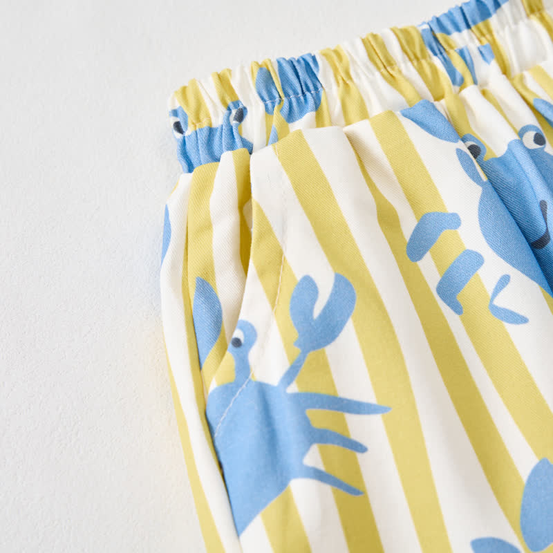 Baby Cute Crab Color Block Vertical Striped Pants - image 4