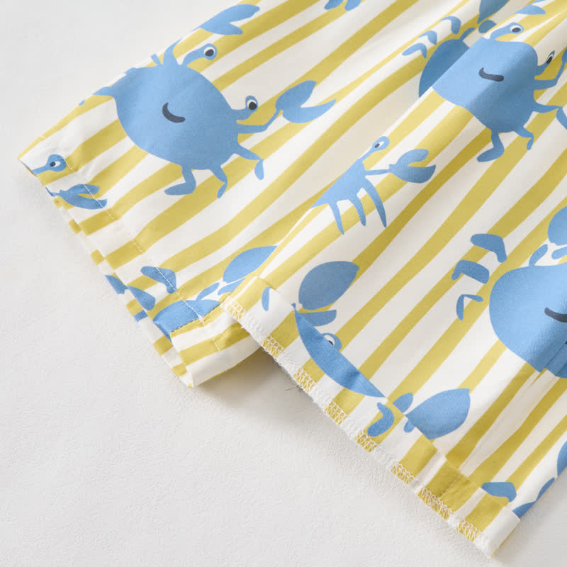 Baby Cute Crab Color Block Vertical Striped Pants - image 5