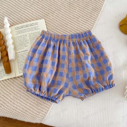 Baby Girl Purple Plaid Strap Dress and Shorts 2-piece Set - image 6