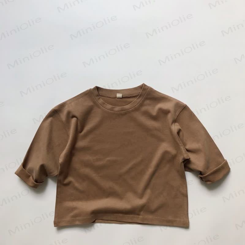 Toddler Boy Solid Color Crew Neck Casual T-shirt - Khaki - 6-7T - image 4