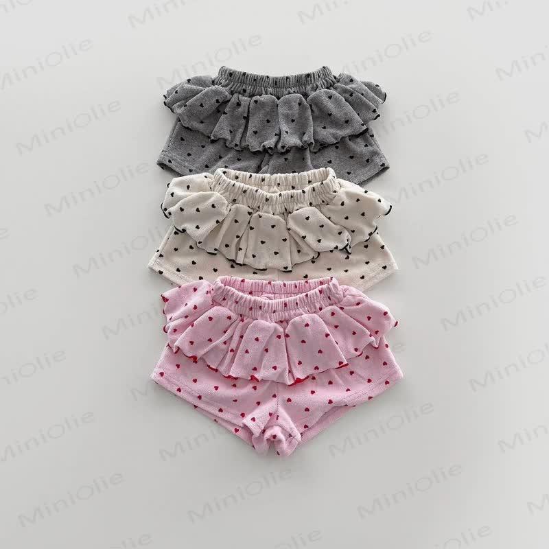 Toddler Girls Polka Dot Ruffle Bloomer Shorts - Apricot - 6-7T - image 1