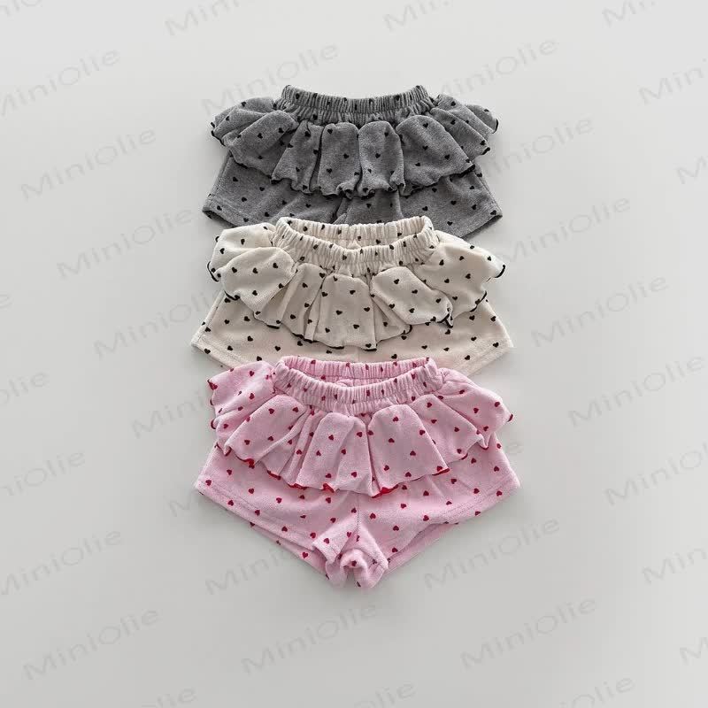 Toddler Girls Polka Dot Ruffle Bloomer Shorts - Apricot - 6-7T - image 1