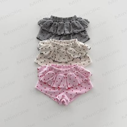 Toddler Girls Polka Dot Ruffle Bloomer Shorts - Apricot - 6-7T - image 1