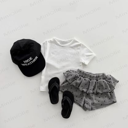 Toddler Girls Polka Dot Ruffle Bloomer Shorts - Grey - 6-7T - image 3