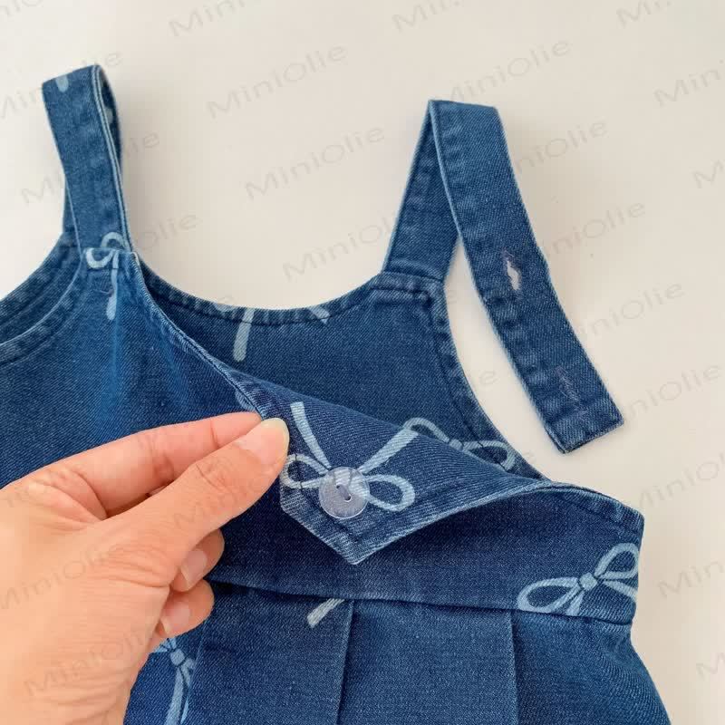 Baby Toddler Girls Bow Print Denim Sleeveless Dress - image 4