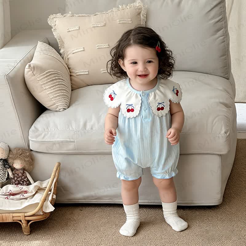 Baby Girls Cherry Print Sleeveless Romper - image 2