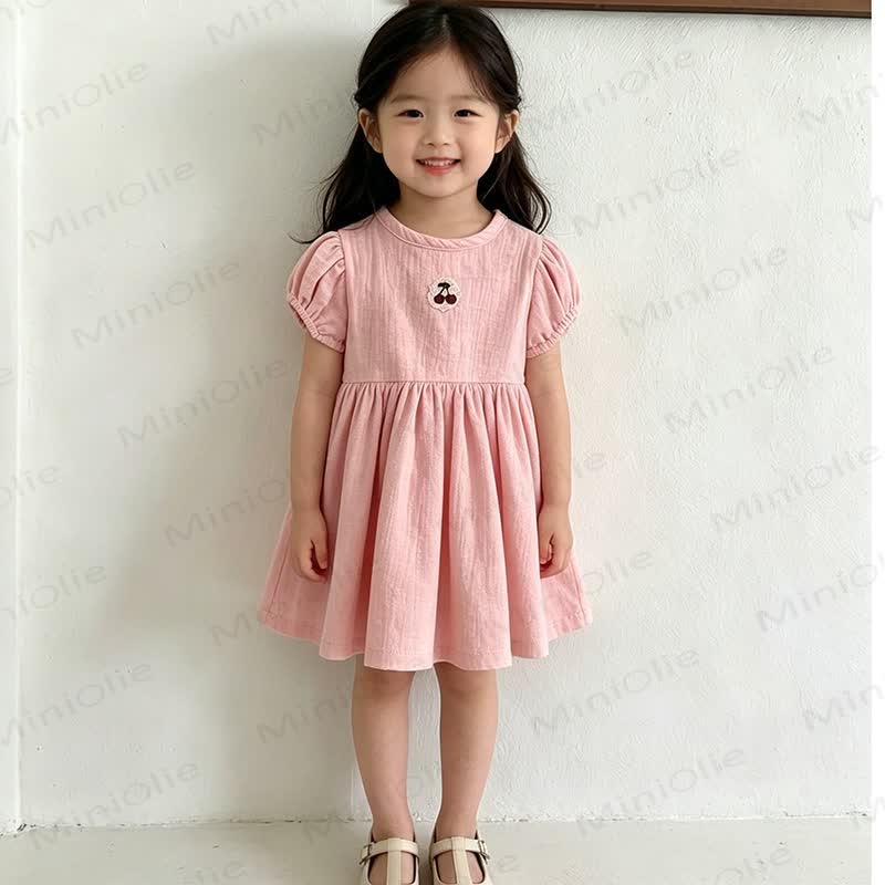 Baby Toddler Girl Cherry-Embroidered Puff Sleeve Dress - image 7