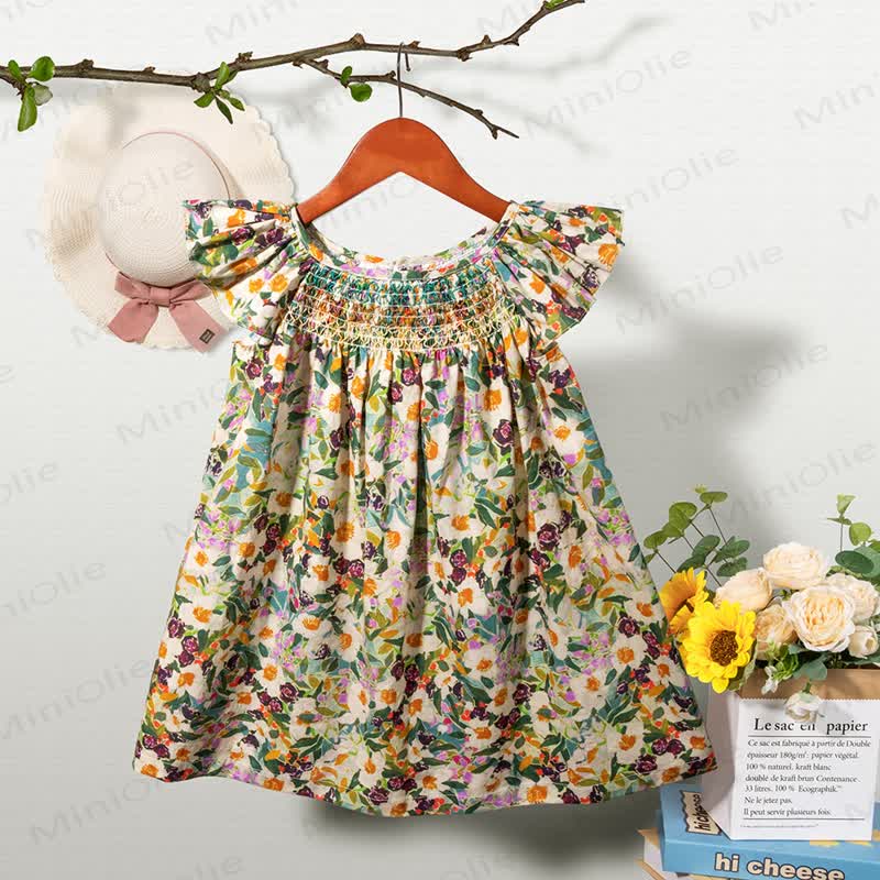 Toddler Baby Girl Floral Flutter-Sleeve Dress - Multicolor - 6-7T - image 4