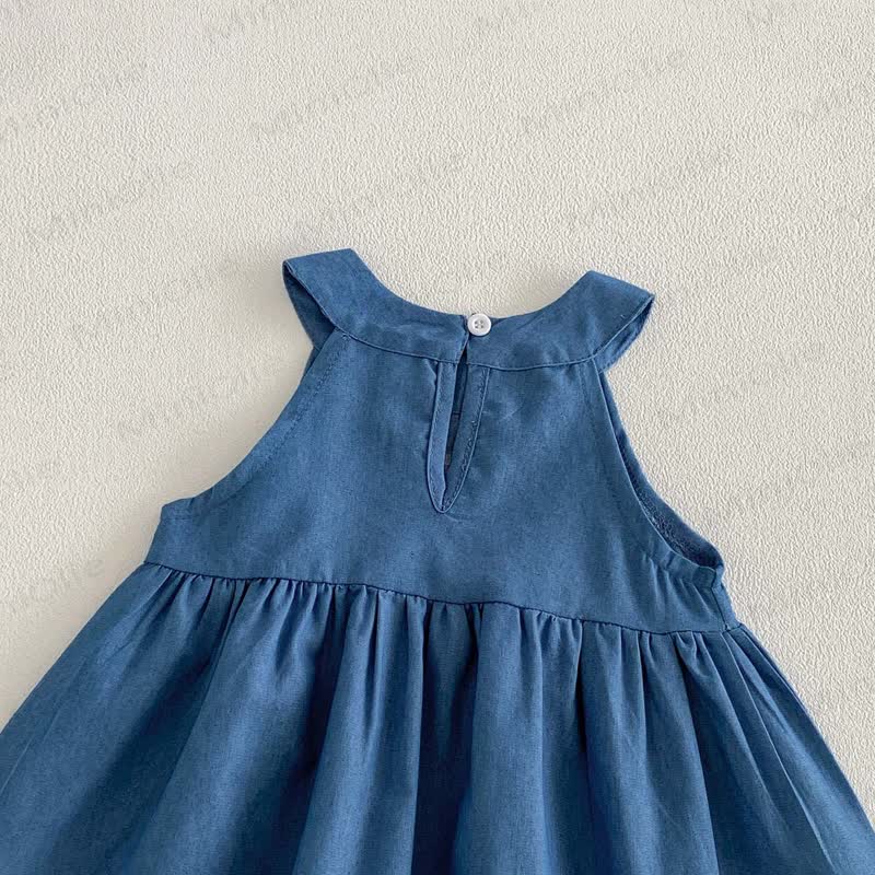 Baby Girl Embroidered Denim Sleeveless Dress - image 5