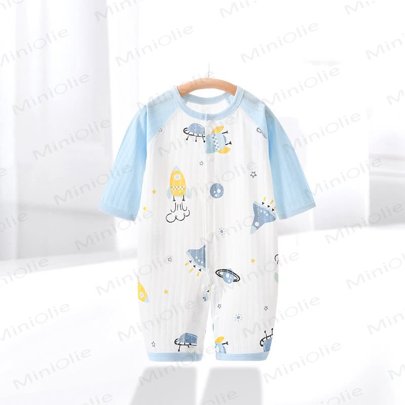 Baby White&Blue Space Print Summer Romper - White&Blue - 18-24M - image 1