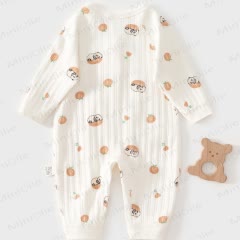 Baby White Panda and Orange Wrap Romper - image 2