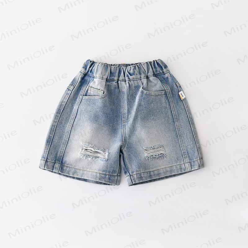 Toddler Boys Dino Patch Plaid Shirt or Denim Shorts - Blue - 4-5T - image 3
