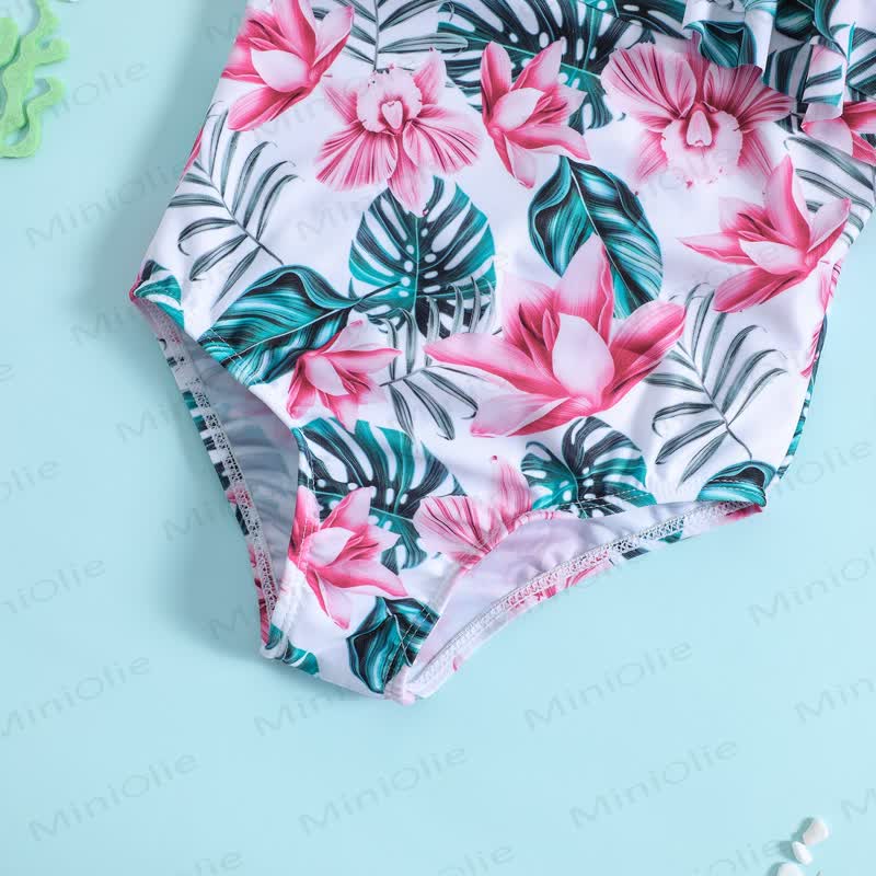 Baby Girls Tropical Ruffle One Shoulder Swimsuit - image 3