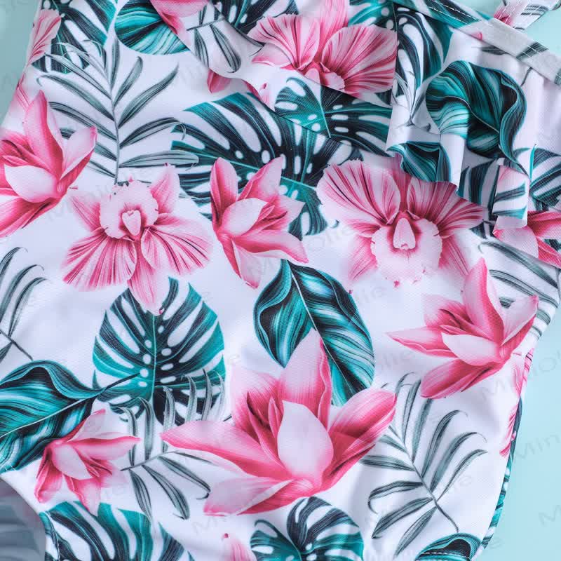Baby Girls Tropical Ruffle One Shoulder Swimsuit - image 5