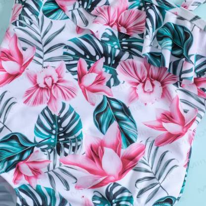 Baby Girls Tropical Ruffle One Shoulder Swimsuit - image 5