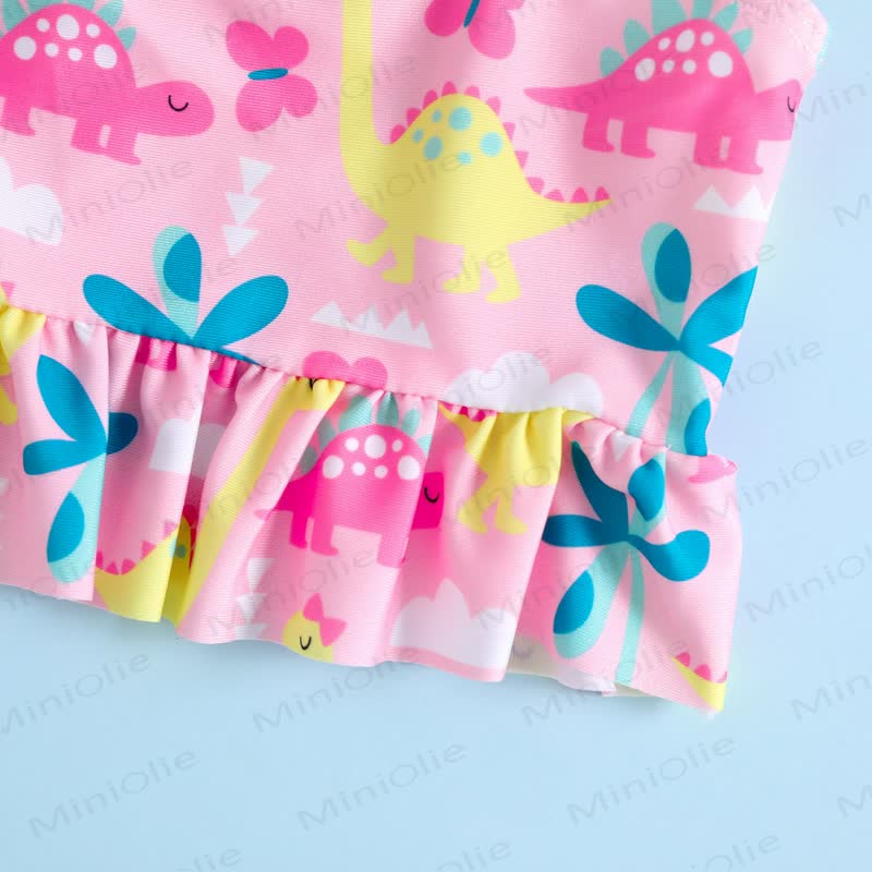 Baby Toddler Girls Pink Dino Print Ruffle 2-Piece Bikini Set - image 3