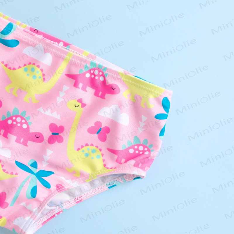 Baby Toddler Girls Pink Dino Print Ruffle 2-Piece Bikini Set - image 4