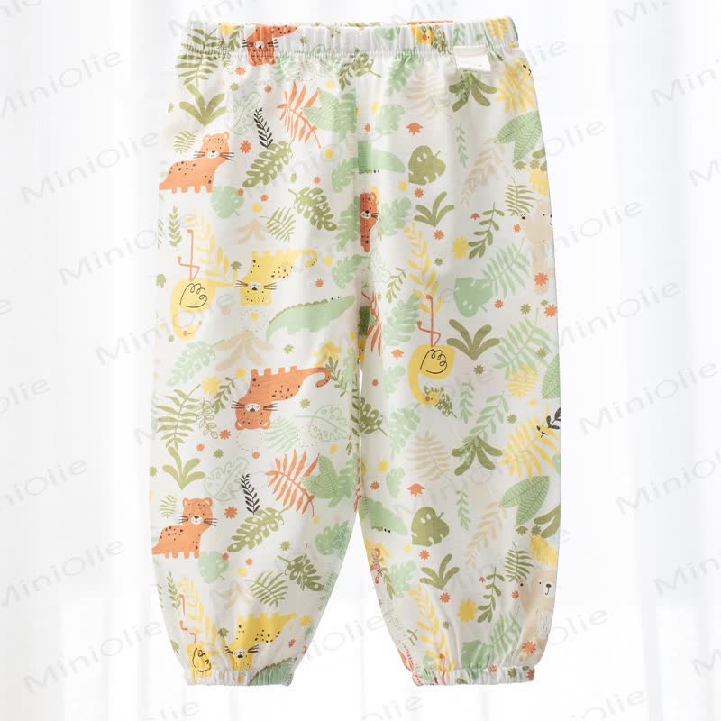 Baby White Cartoon Print Cuffed Pants - White Forest - 3-4T - image 2