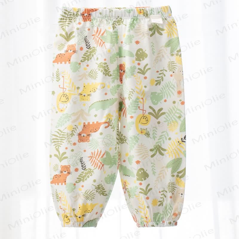 Baby White Cartoon Print Cuffed Pants - White Forest - 3-4T - image 2