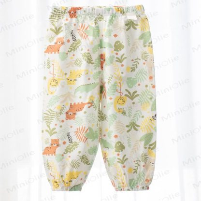 Baby White Cartoon Print Cuffed Pants - White Forest - 3-4T - image 2