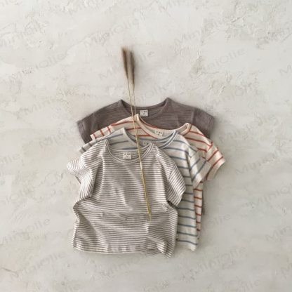 Baby Stripe/Solid Color Crew Neck T-Shirt - image 12