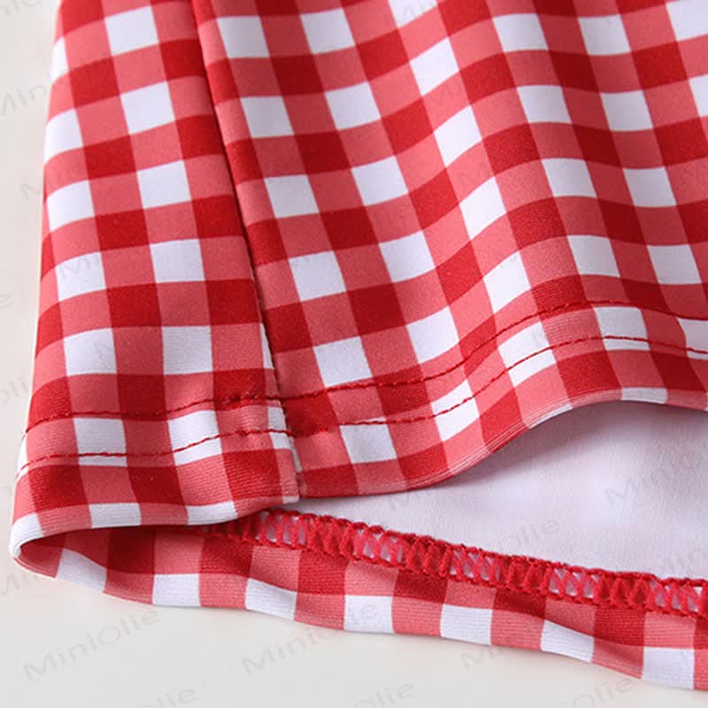 Baby Girls Cherry Print Gingham Ruffle Swimwear 3-Piece Set - image 10