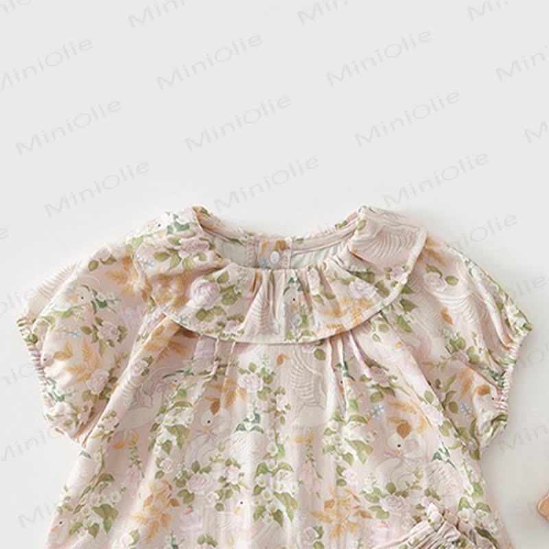 Baby Toddler White Animal and Fruit Print Top and Shorts 2-piece Set - image 3