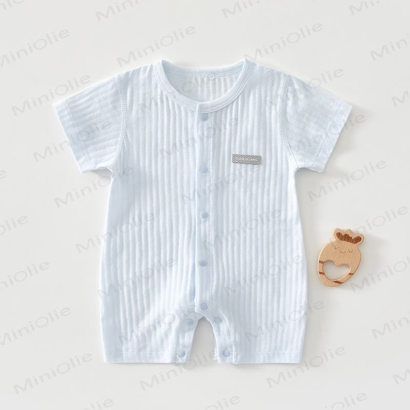 Baby Soft Ribbed Cotton Summer Romper - Blue - 18-24M - image 2