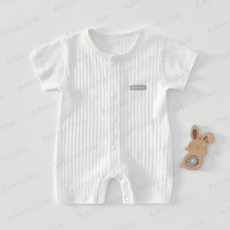 Baby Soft Ribbed Cotton Summer Romper - White - 18-24M - image 3