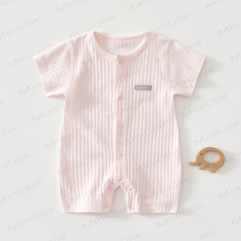 Baby Soft Ribbed Cotton Summer Romper - Pink - 18-24M - image 4