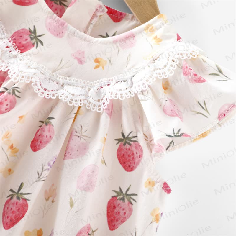 Toddler Baby Girl White Strawberry Print Ruffle Sleeveless Dress - image 5