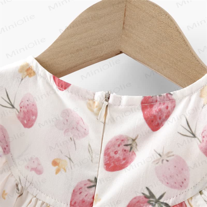 Toddler Baby Girl White Strawberry Print Ruffle Sleeveless Dress - image 4