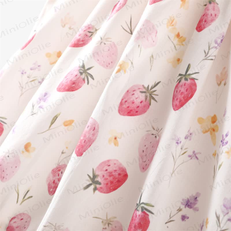 Toddler Baby Girl White Strawberry Print Ruffle Sleeveless Dress - image 6