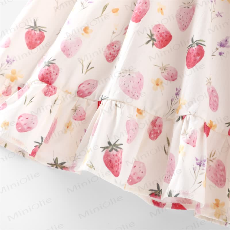 Toddler Baby Girl White Strawberry Print Ruffle Sleeveless Dress - image 7